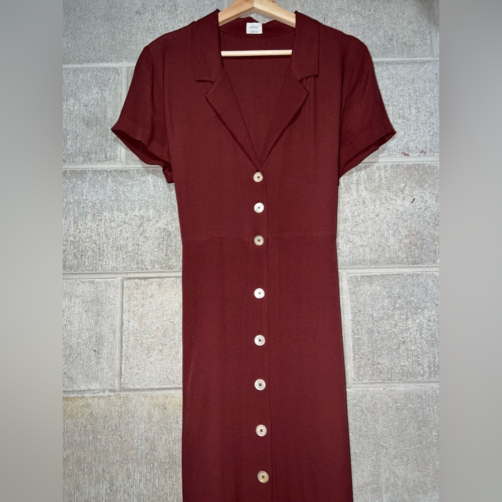 Wilfred Aritzia Sonore button-up Japanese crepe collared shirt midi dress - Picture 5 of 7